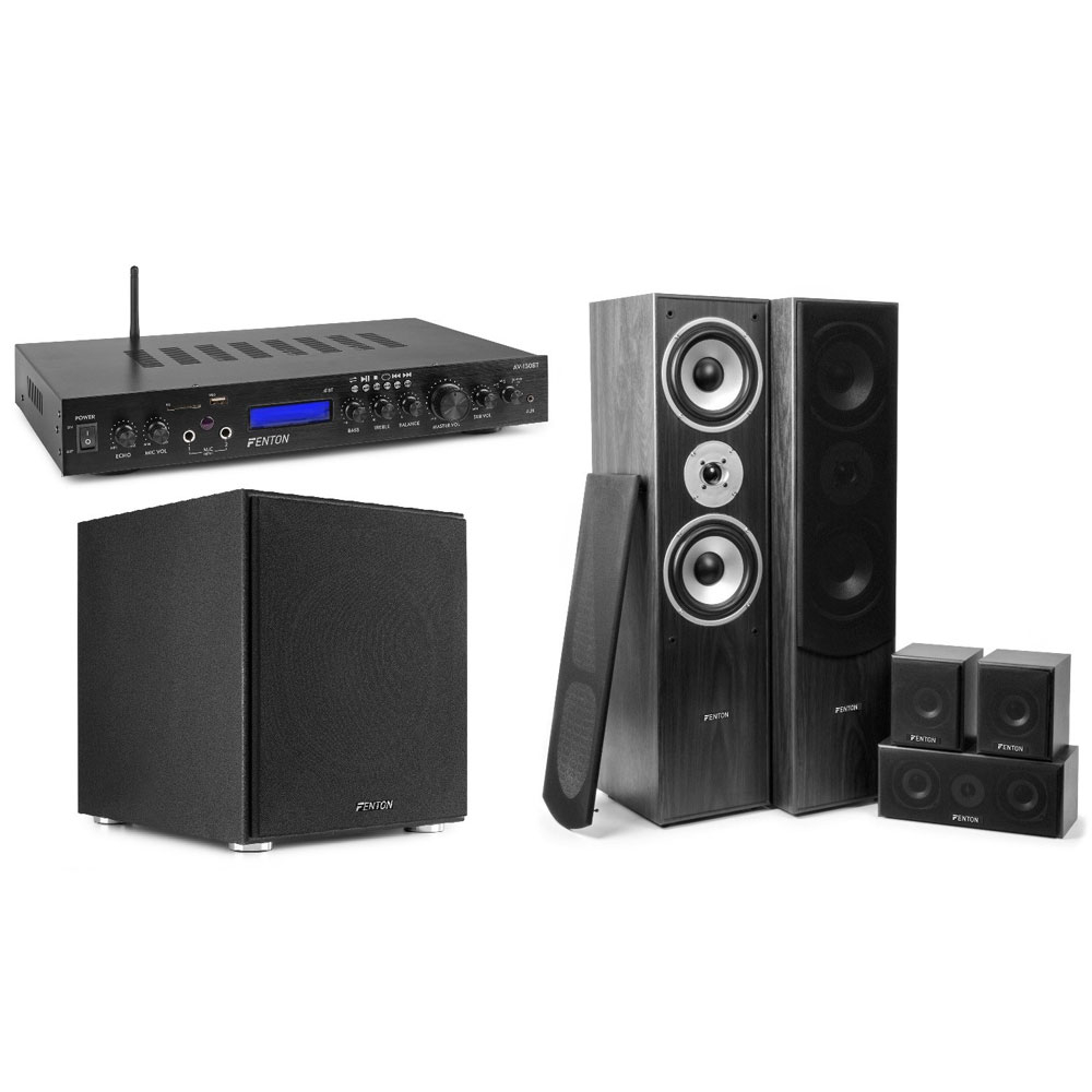 Sistem audio Fenton Home Theatre AV-150BT+HF5B+SHFS12B, USB/SD, Bluetooth, MP3, 400W, 4-8 ohm (USB/SD)