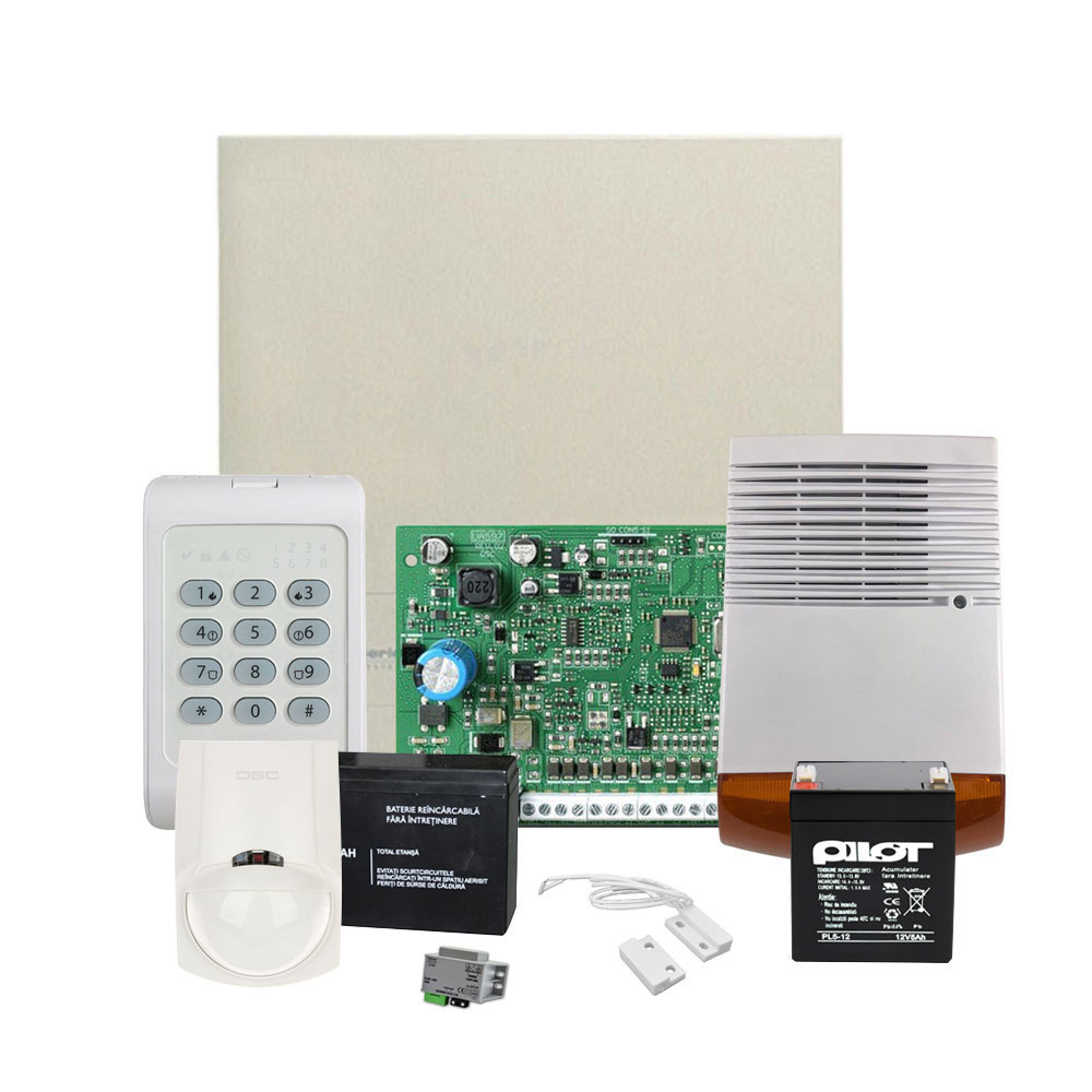 Sistem de alarma antiefractie DSC KIT 1404 EXT SIR, 1 partitie, 4-8 zone, 40 utilizatori 1404 imagine noua