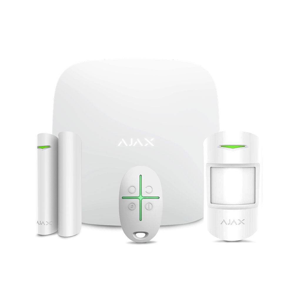 Sistem de alarma wireless Ajax Starter kit WH, 868/915 MHz, 2000 m, pet immunity 2000 imagine noua 2022