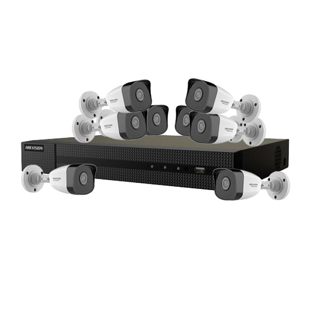 Sistem supraveghere IP exterior basic Hikvision Hiwatch HW-IP-8EXTIR30-2MP, 8 camere, 2 MP, IR 30 m, 2.8 mm, PoE HikVision