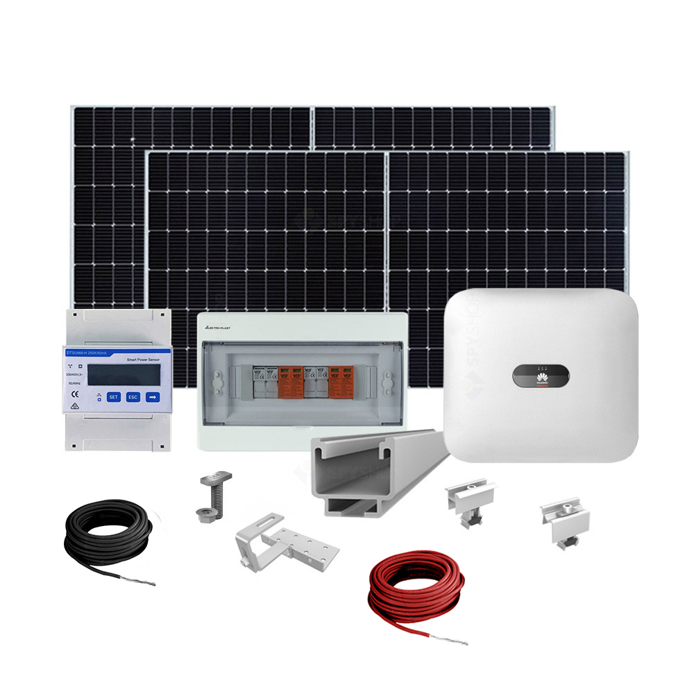 Sistem fotovoltaic complet 10 kW, invertor trifazat On Grid WiFi si 24 panouri Canadian Solar, 120 celule, 455 W, montare pe acoperis din tigla Canadian Solar