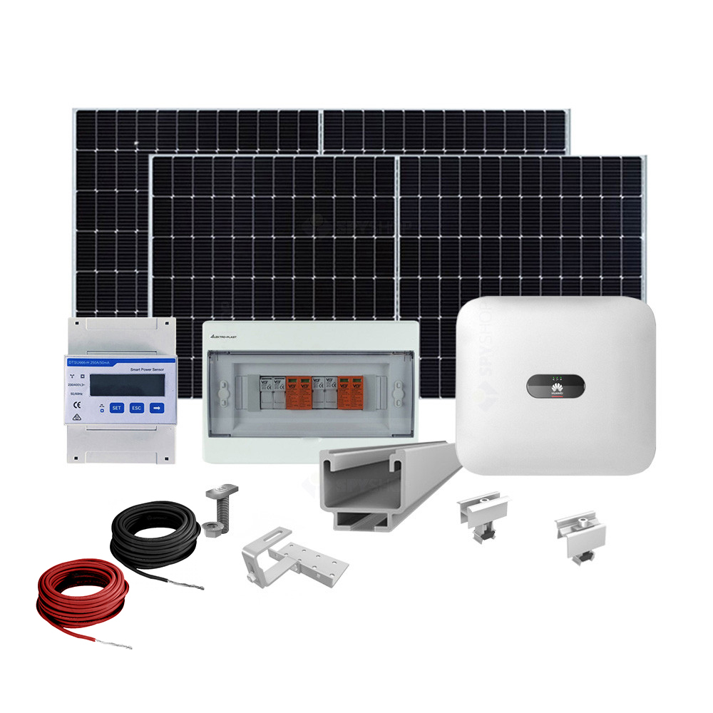 Sistem fotovoltaic complet 5 kW, invertor Trifazat On Grid si 12 panouri Canadian Solar, 144 celule, 455 W, montare pe acoperis din tigla 144 imagine noua