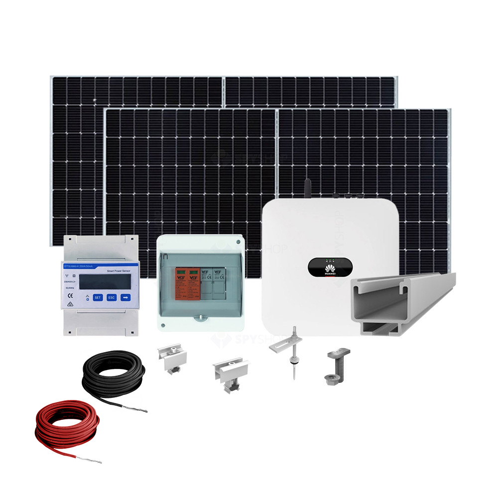 Sistem fotovoltaic complet 8 kW, invertor trifazat On Grid WiFi si 18 panouri Canadian Solar, 120 celule, 455 W, pe structura de metal 120 120