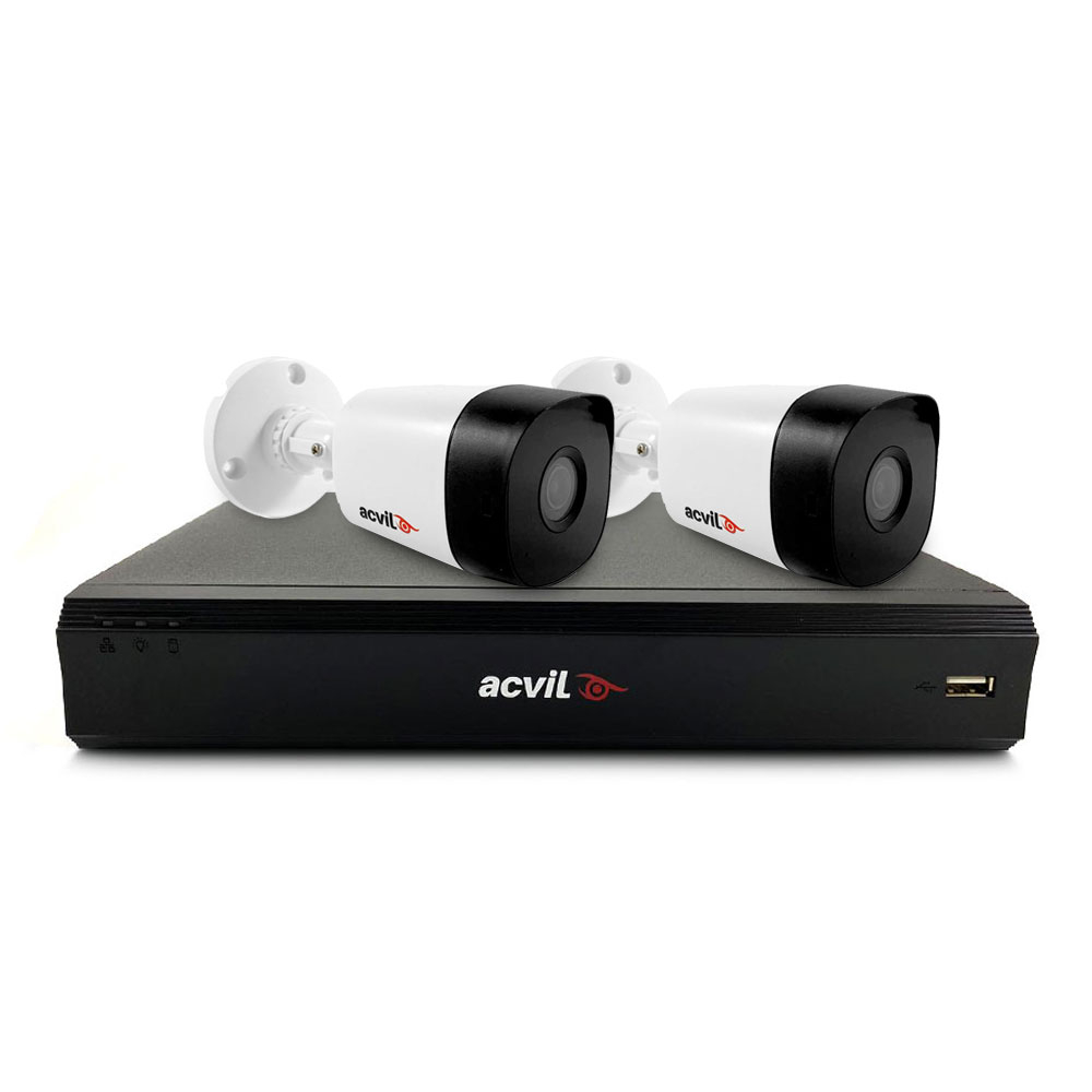 Sistem supraveghere exterior basic Acvil Pro ACV-B2EXT20-2MP-V2, 2 camere, 2 MP, IR 20 m, 2.8 mm, POS Acvil