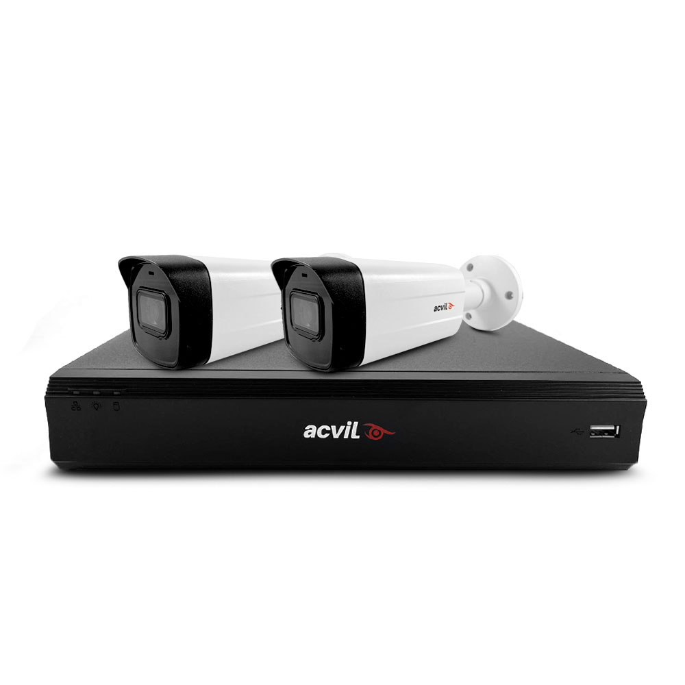 Sistem supraveghere exterior basic Acvil Pro ACV-B2EXT40-4K, 2 camere, 4K, IR 40 m, 2.8 mm, audio prin coaxial imagine spy-shop.ro 2021
