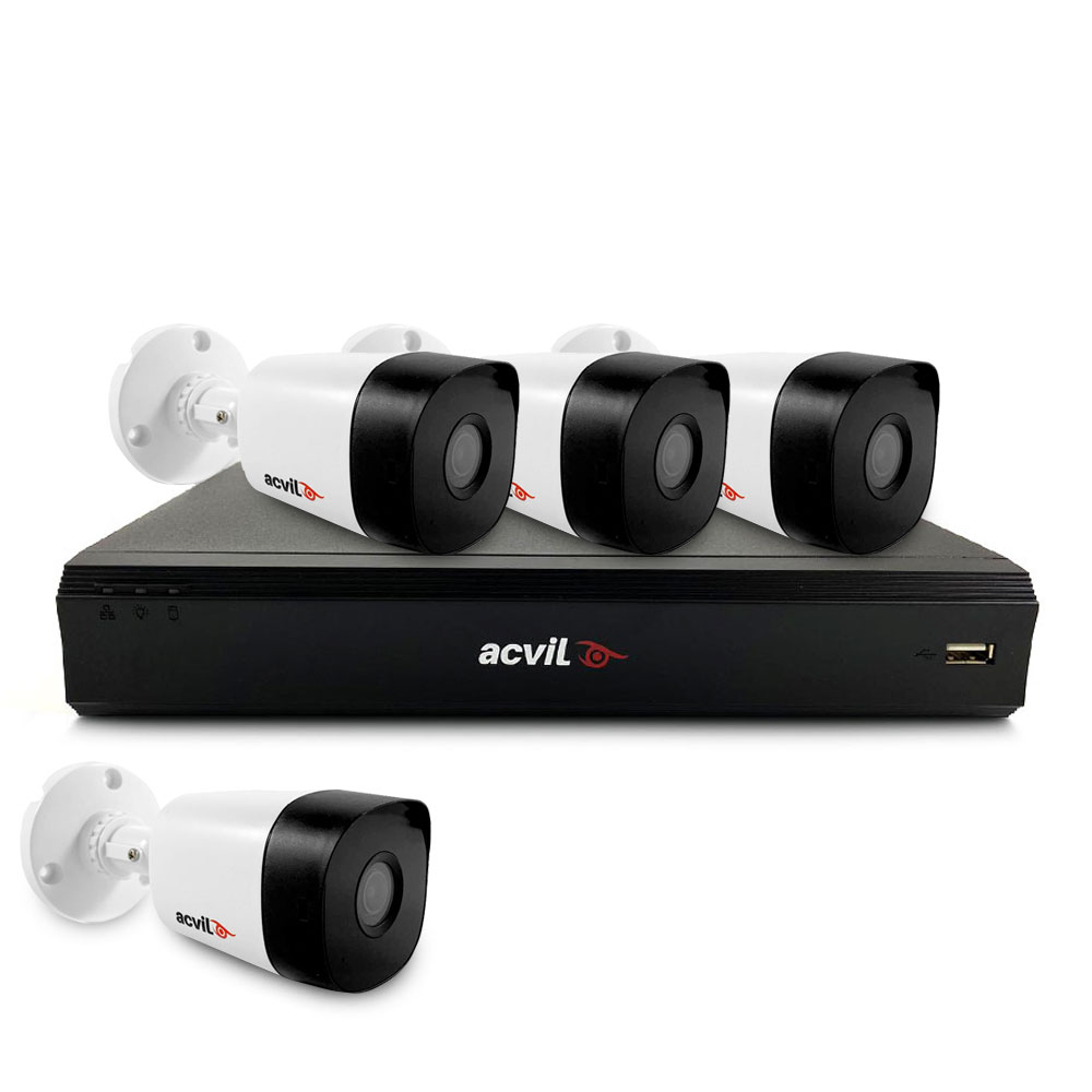 Sistem supraveghere exterior basic Acvil Pro ACV-B4EXT20-5MP-V2, 4 camere, 5 MP, IR 20 m, 2.8 mm, POS Acvil imagine noua idaho.ro