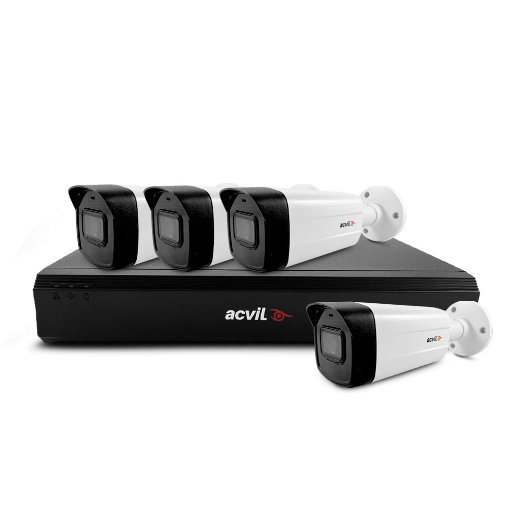 Sistem supraveghere exterior basic Acvil Pro ACV-B4EXT80-4K, 4 camere, 4K, IR 80 m, 3.6 mm Acvil imagine noua idaho.ro