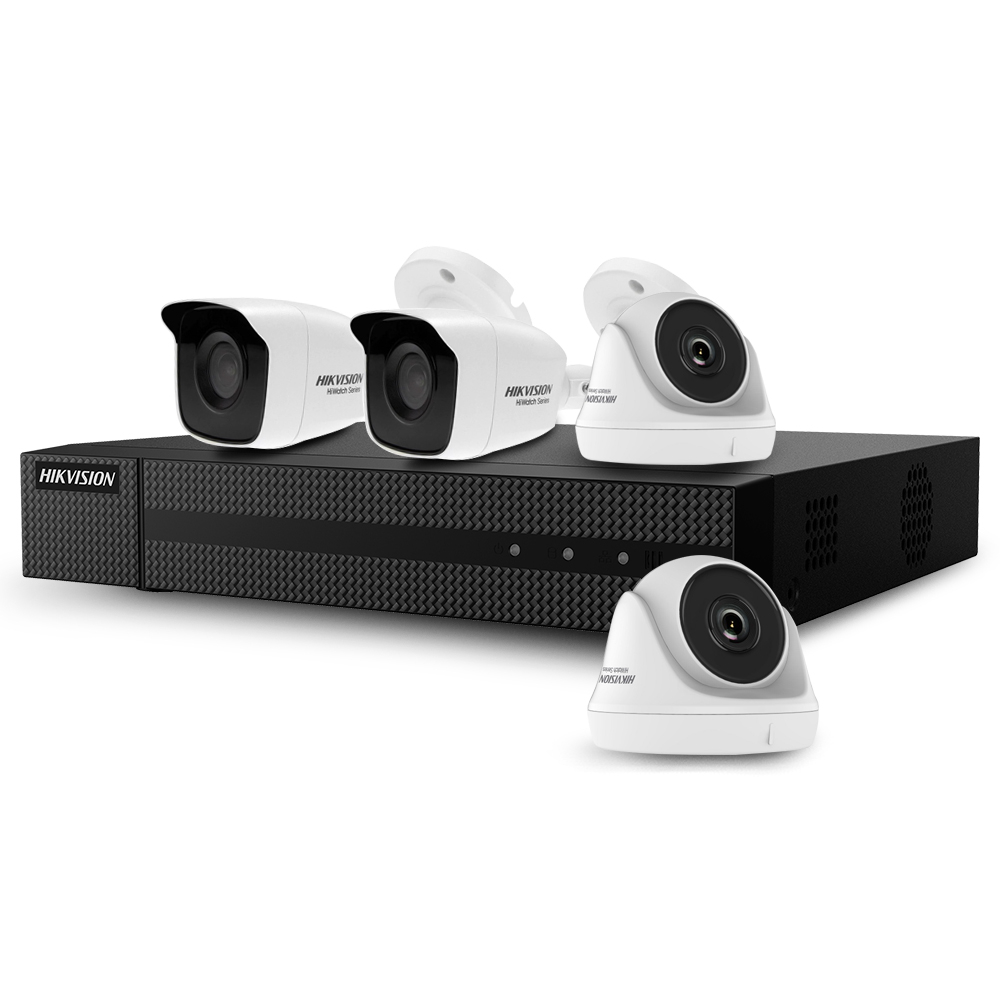 Sistem supraveghere mixt Hikvision HiWatch HWK-T4142MH-MP, 4 camere, 2 MP, IR 20 m, 2.8 mm, HDD 1 TB inclus Hikvision imagine noua idaho.ro