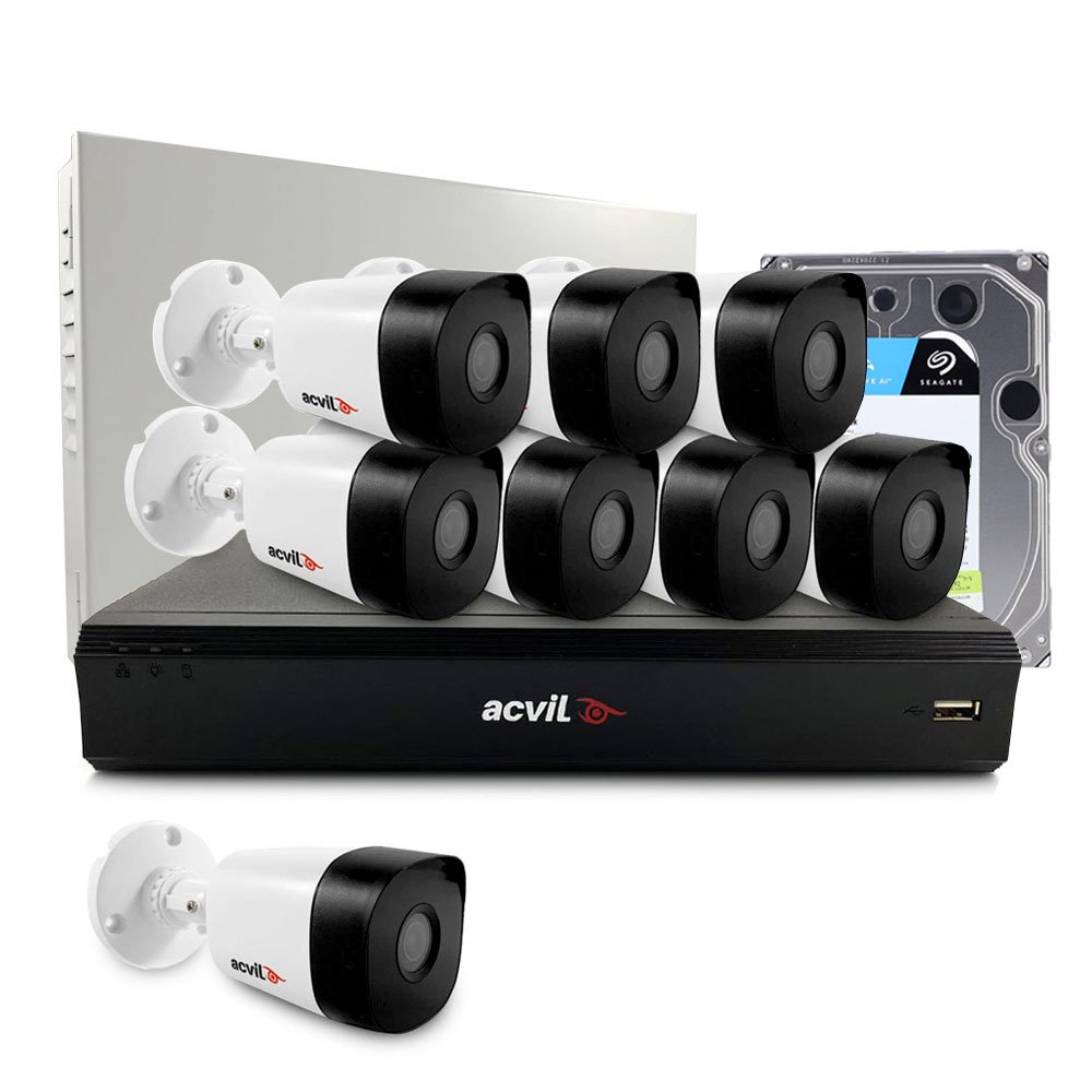 Sistem Supraveghere Exterior Middle Acvil Pro Acv-m8ext20-2mp-v2, 8 Camere, 2 Mp, Ir 20 M, 3.6 Mm, Audio Prin Coaxial