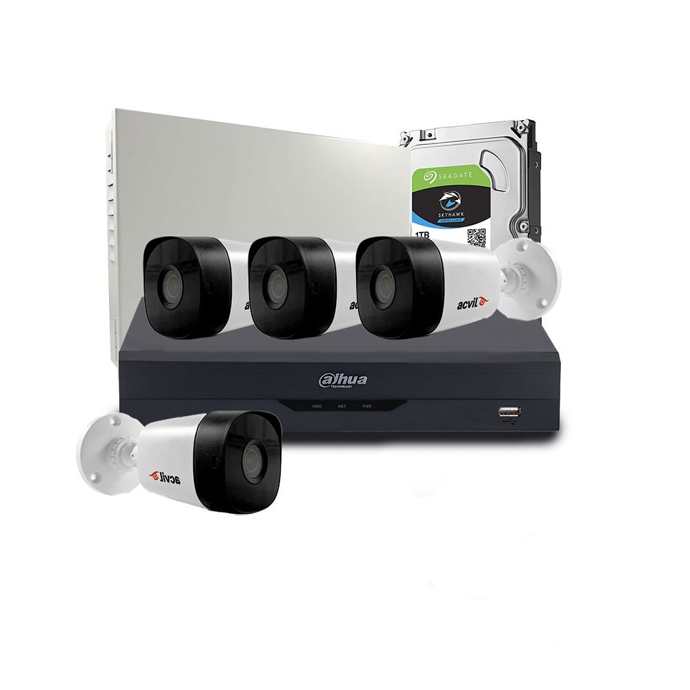 Sistem supraveghere exterior middle Acvil Pro ACV-M4EXT20-5MP-V2, 4 camere, 5 MP, IR 20 m, 2.8 mm, POS, audio prin coaxial