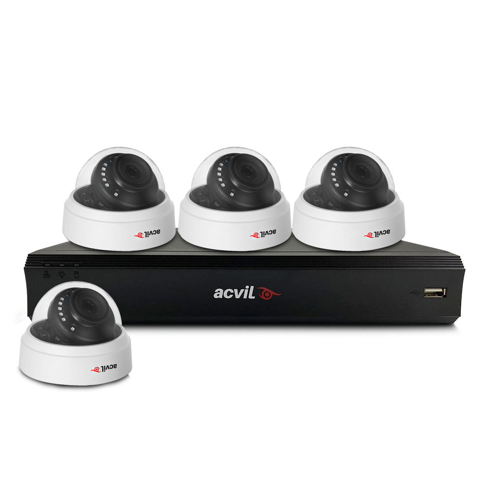 Sistem supraveghere interior basic Acvil Pro ACV-B4INT20-2MP, 4 camere, 2 MP, IR 20 m, 3.6 mm, POS, audio prin coaxial