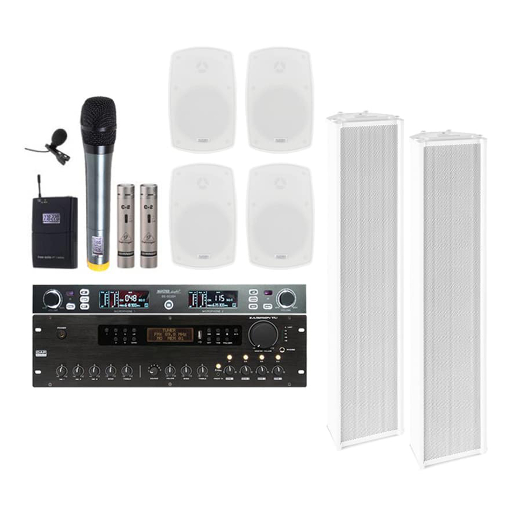 Sistem sonorizare Biserica 250W PRO-1, 2 microfoane wireless, 6 boxe spy-shop