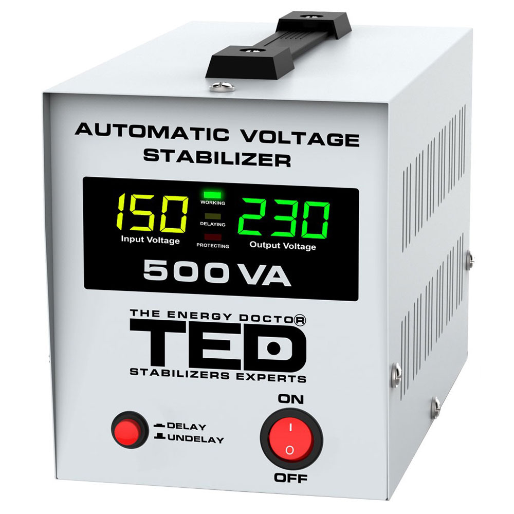 Stabilizator de tensiune TED 500VA-AVR, 500 VA/300 W, 2 prize