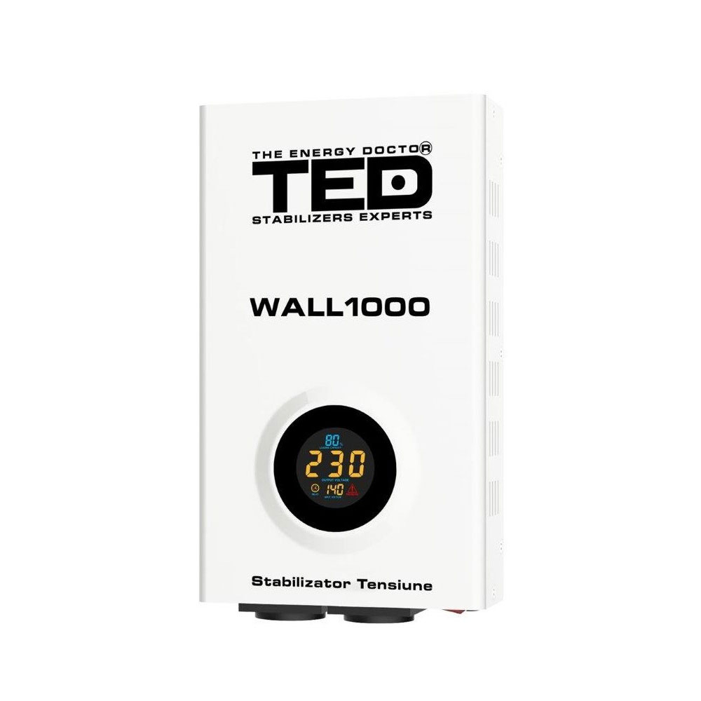 Stabilizator de tensiune TED WALL 1000VA-AVR, 1000 VA/600 W, 2 prize