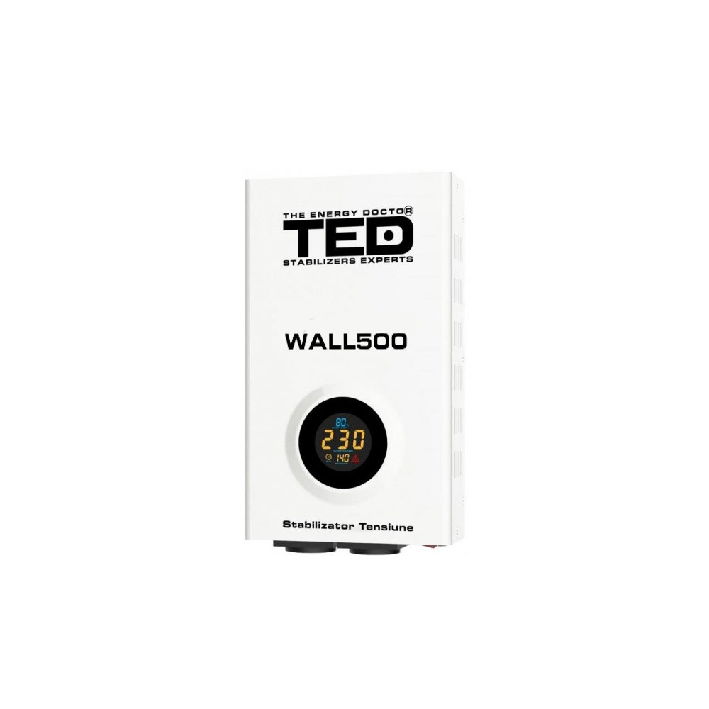 Stabilizator de tensiune cu 2 prize TED WALL 500VA-AVR, A0113402, 500 VA/300 W 500 imagine noua