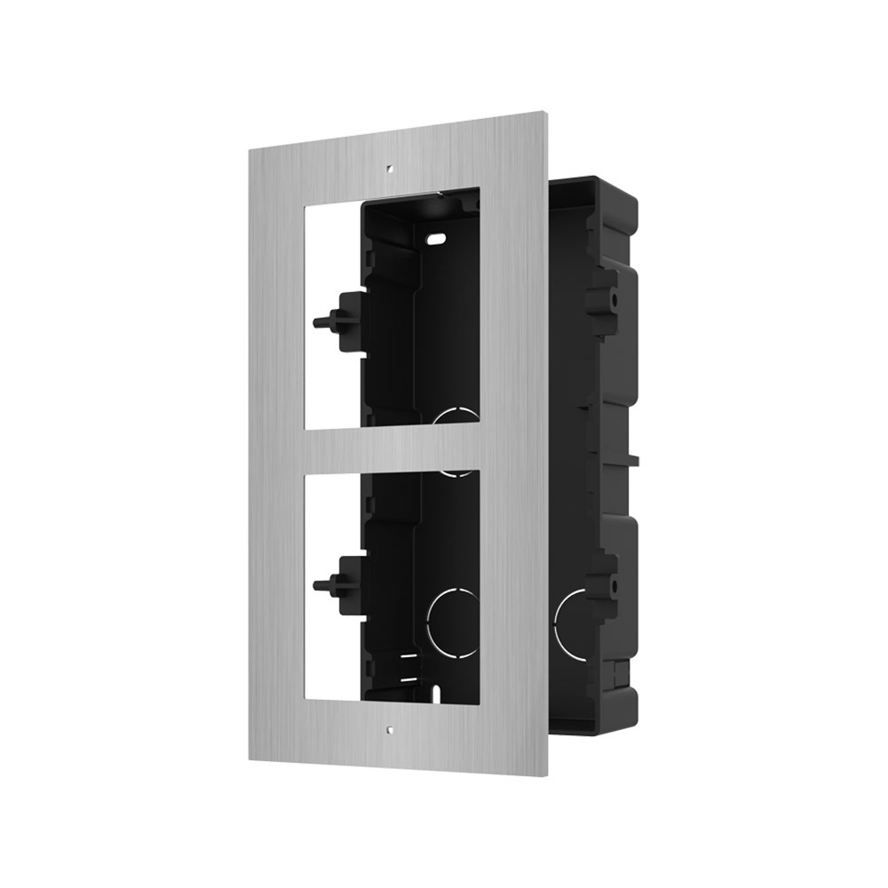 Suport montaj videointerfon modular Hikvision DS-KD-ACF2/S, otel inoxidabil/plastic, ingropat