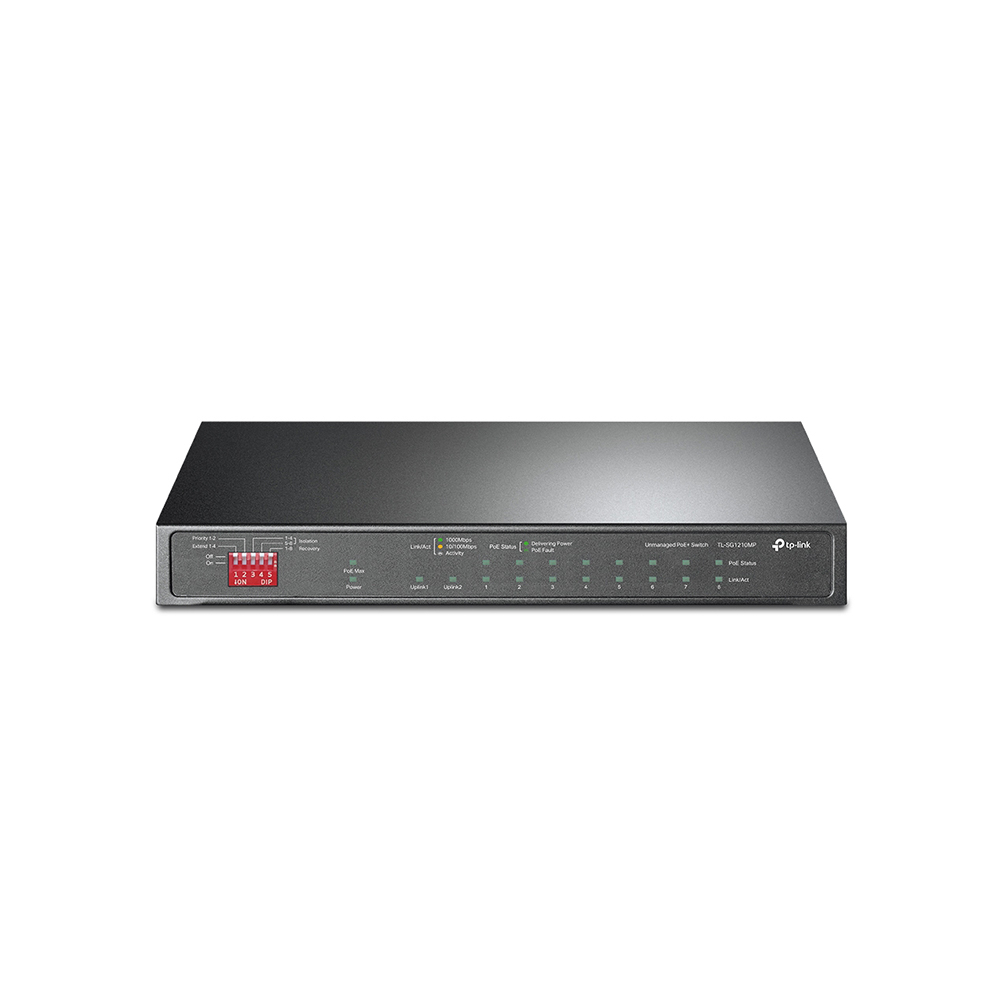 Switch 10 portri Gigabit TP-Link TL-SG1210MP, 10/100/1000 Mbps, 20 Gbps, 123 W, PoE+, fara management spy-shop.ro