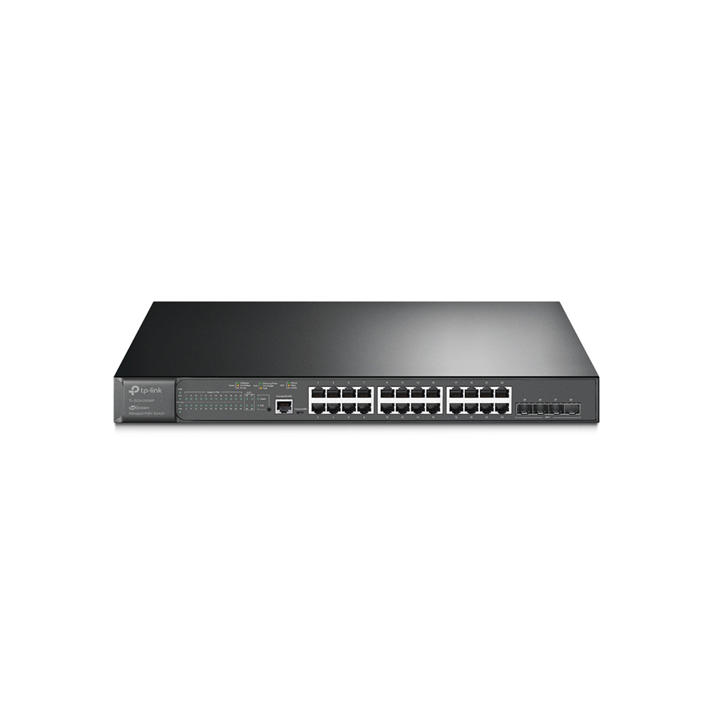 Switch 28 porturi Gigabit JetStream TP-Link TL-SG3428XMP, 128 Gbps, 4x SFP+, 384 W, L2/L2+, PoE+, cu management 128 imagine noua