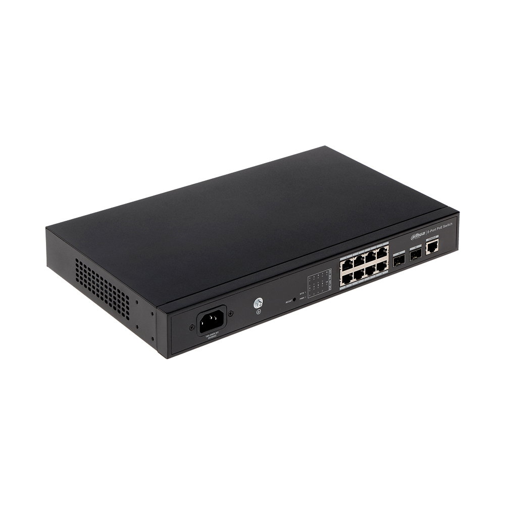 Switch cu 8 Porturi PoE Dahua PFS4210-8GT-150, 8000 MAC, 20 Gbps, cu management 8000