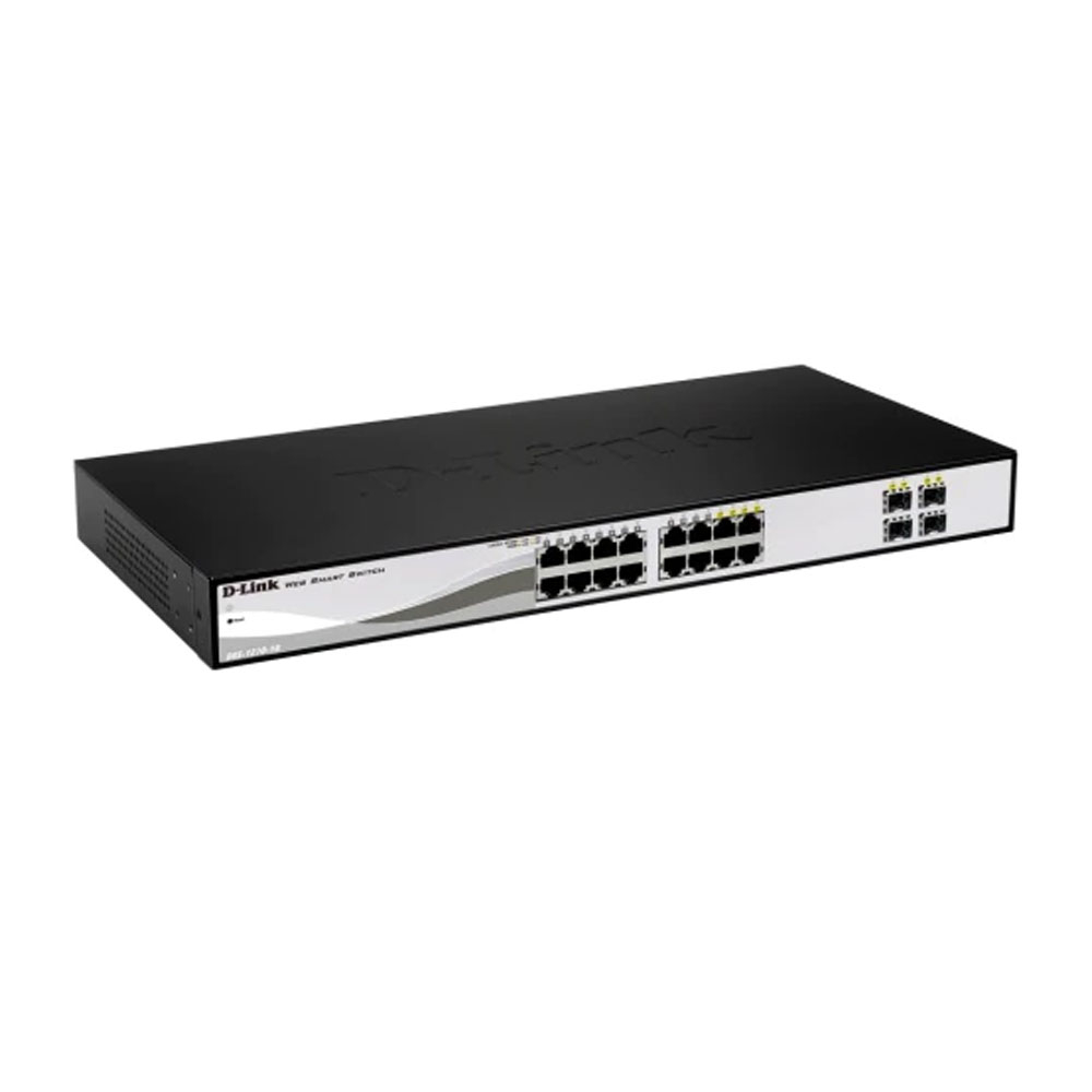 Switch cu 16 porturi D-Link DGS-1210-16, 4 porturi SFP, 32 Gbps, 29.8 Mpps, 8.000 MAC, 1U, cu management de la D-Link