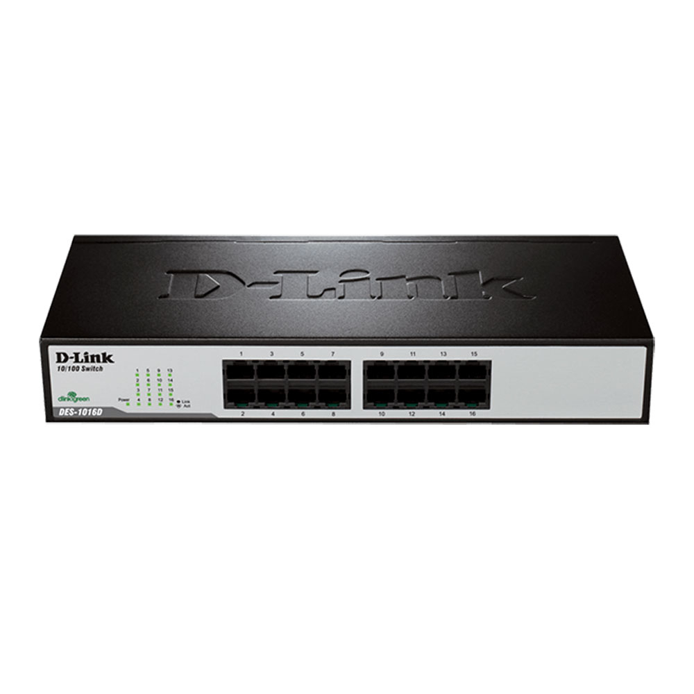 Switch cu 16 porturi D-Link DES-1016D, 3.2 Gbps, 2.38 Mpps, 8.192 MAC, fara management