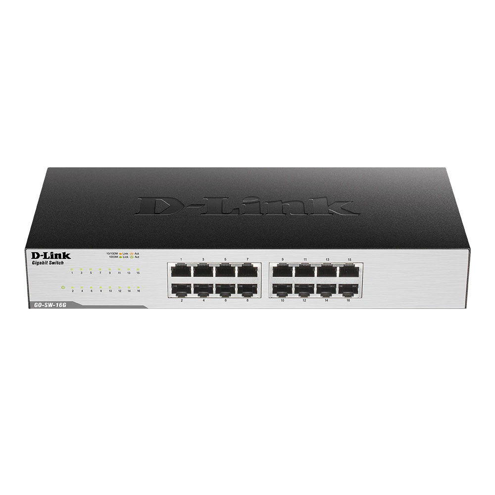 Switch cu 16 porturi D-Link GO-SW-16G, 32 Gbps, 23.81 Mpps, 8.000 MAC, fara management D-Link imagine noua idaho.ro