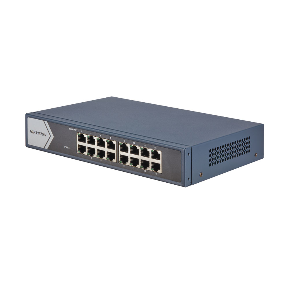 Switch cu 16 porturi Gigabit Hikvision DS-3E0516-E(B), 32 Gbps, 23.808 Mpps, 8.000 MAC, fara management 23.808 imagine noua