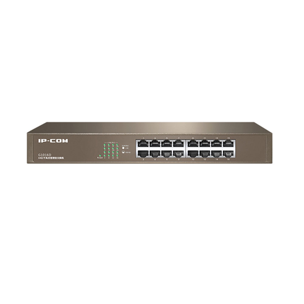 Switch cu 16 porturi IP-COM G1016D, 32 Gbps, 23.8 Mpps, 8000 MAC, fara management 23.8
