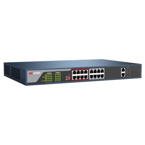 Switch cu 16 porturi PoE Hikvision DS-3E0318P-E, 4000 MAC, 100 Mbps, fara management 100 100