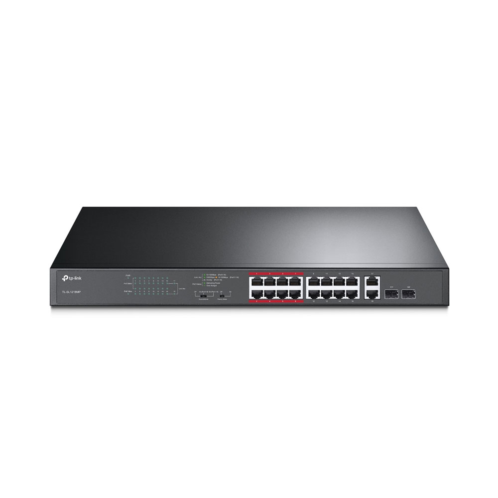 Switch cu 16 porturi TP-Link TL-SL1218MP, 8000 MAC, 7.2 Gbps, PoE spy-shop.ro