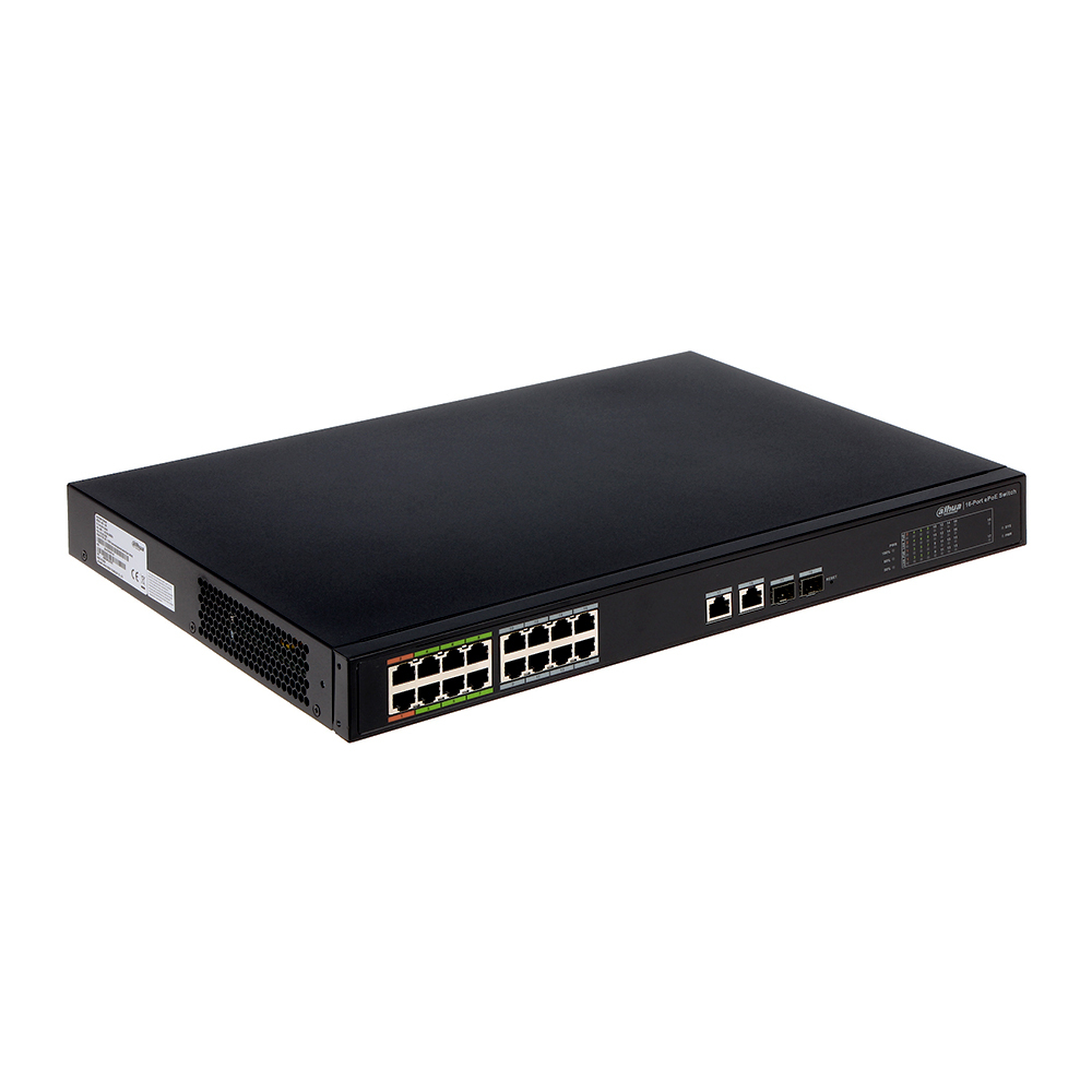Switch cu 16 Porturi ePoE Dahua LR2218-16ET-240, 4000 MAC, 8.8 Gbps, cu management 4000
