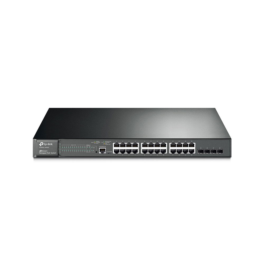 Switch cu 24 de porturi PoE+ TP-Link T2600G-28MPS(TL-SG3424P), 16000 MAC, 56 Gbps, cu management 16000 imagine noua idaho.ro
