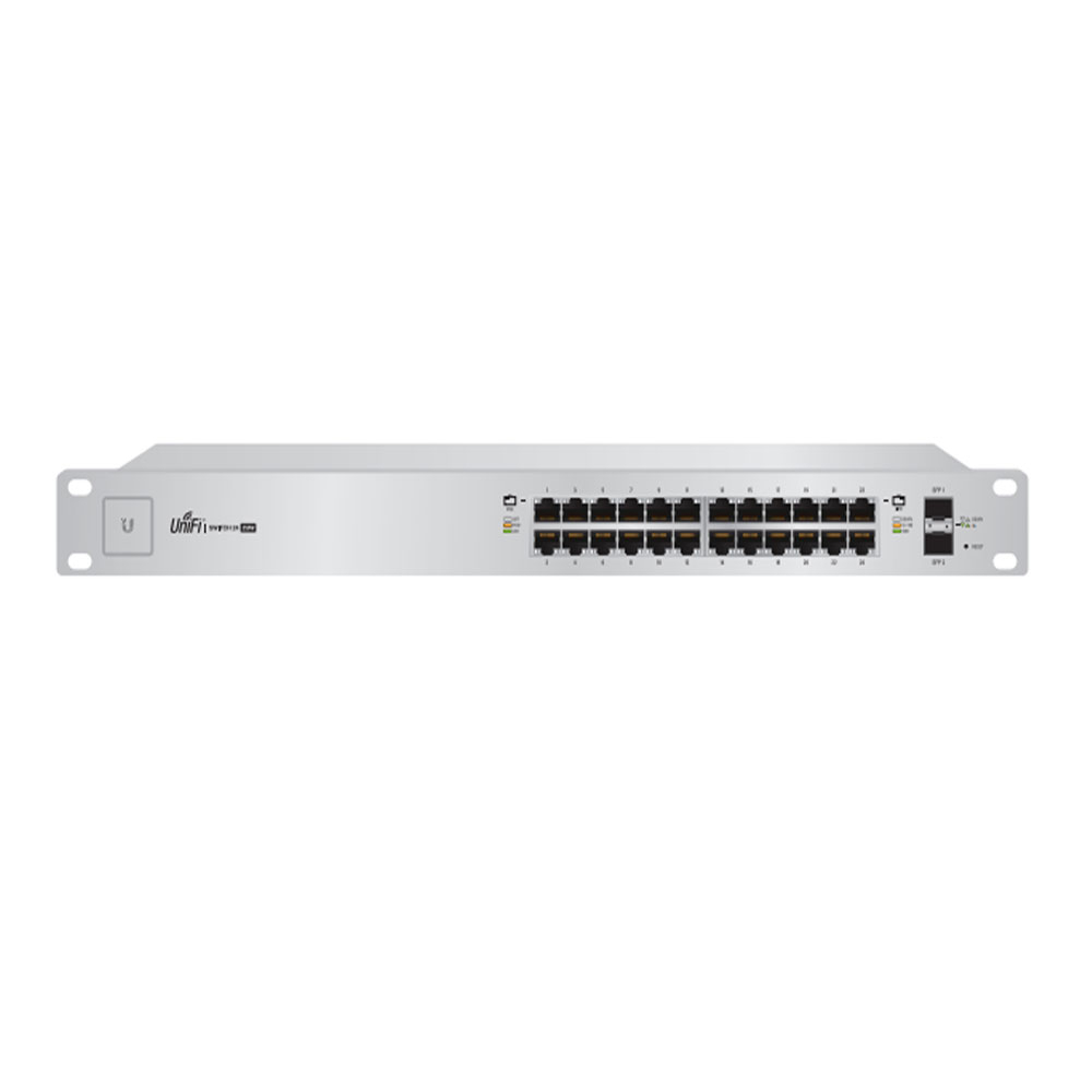 Switch cu 24 de porturi Ubiquiti UniFi US-24-250W, 52 Gbps, 2 porturi SFP, 16.384 MAC, cu management imagine spy-shop.ro 2021
