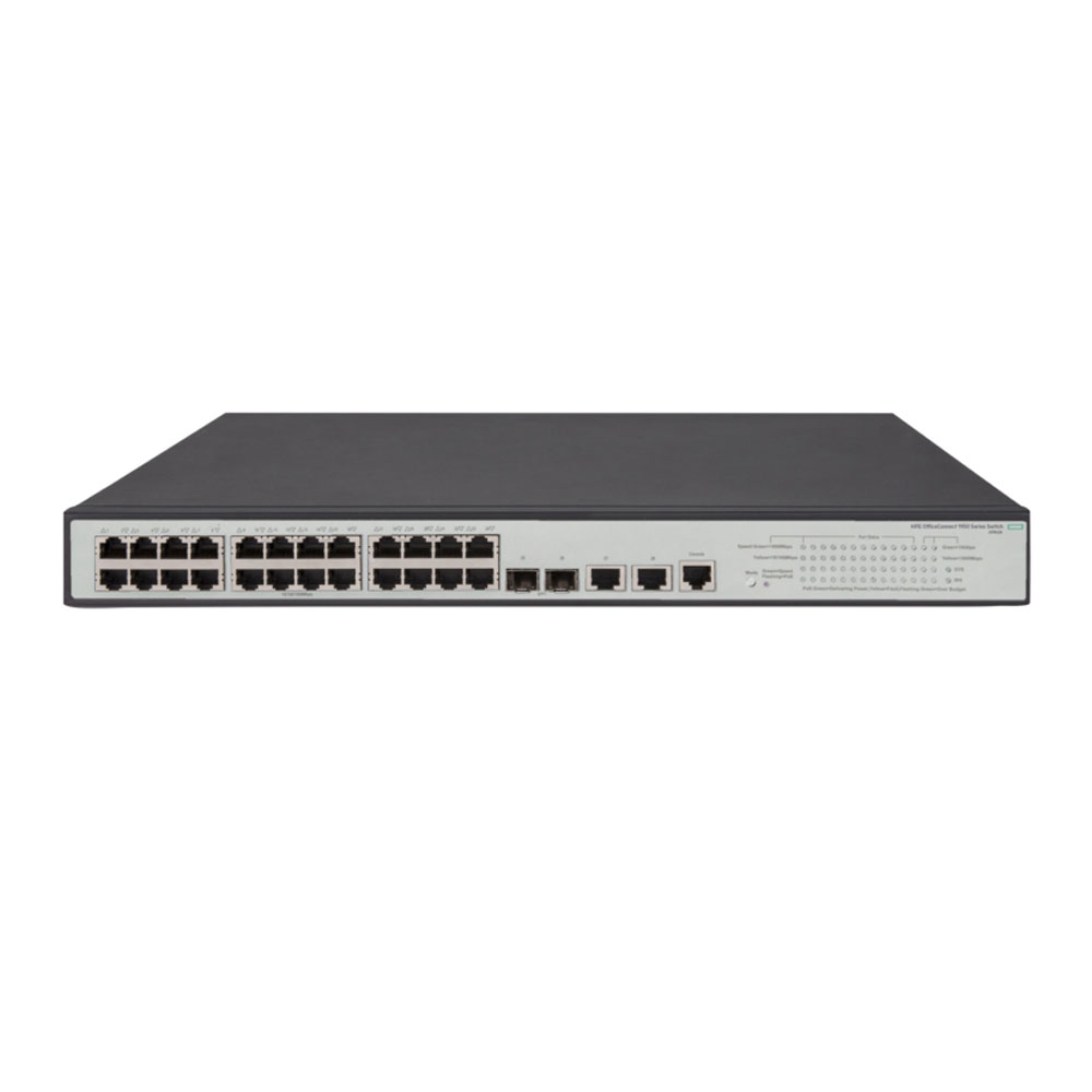 Switch cu 24 porturi Aruba JG962A, 128 Gbps, 95.2 Mpps, 16.000 MAC, 2 porturi SFP, 1U, PoE, cu management 128 imagine noua
