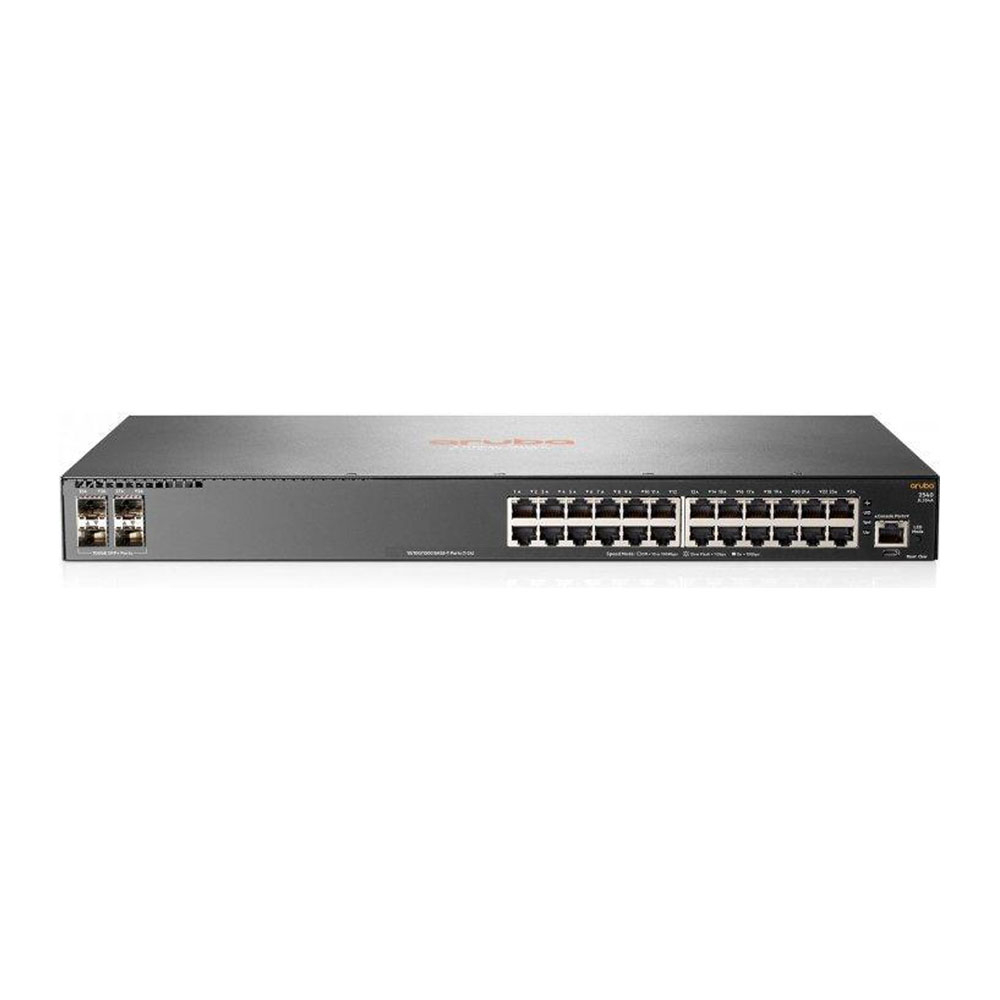 Switch cu 24 porturi Aruba JL354A, 128 Gbps, 16.000 MAC, 4 porturi SFP+, 1U, cu management 128