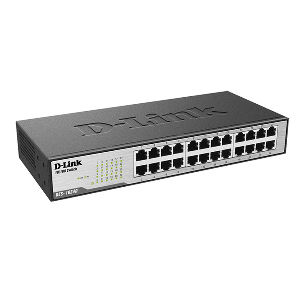 Switch cu 24 porturi D-Link DES-1024D, 4.8 Gbps, 3.57 Mpps, 8.000 MAC, fara management 3.57 imagine noua idaho.ro