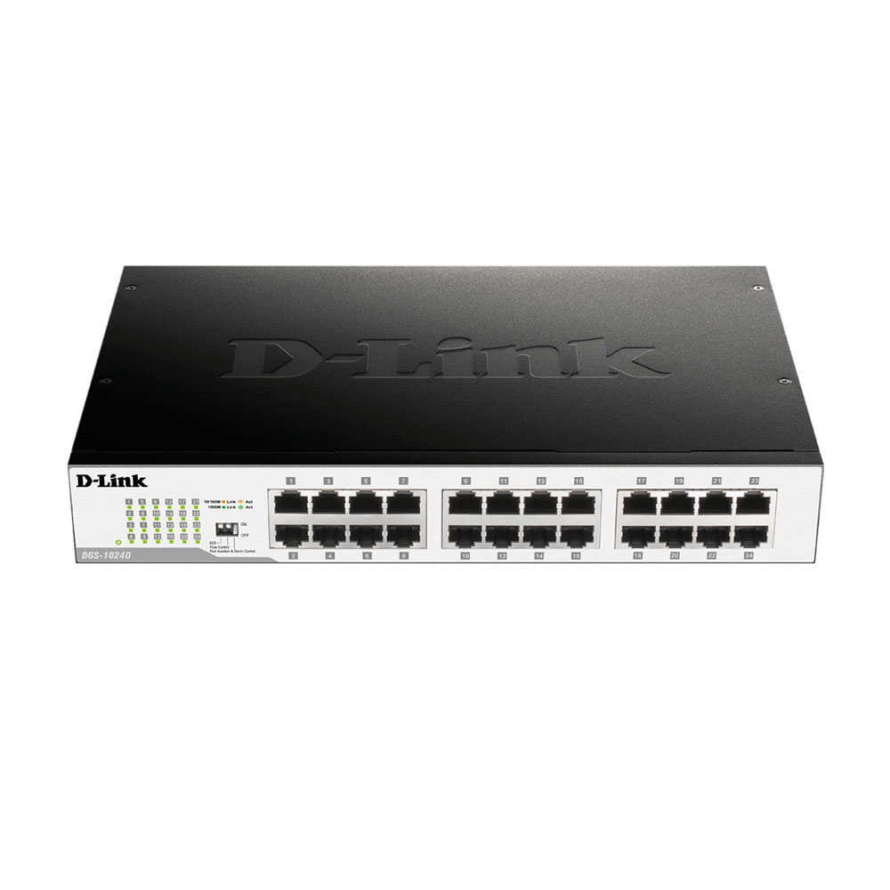 Switch cu 24 porturi D-Link DGS-1024D, 48 Gbps, 35.71 Mpps, 8.000 MAC, 1U, fara management de la D-Link