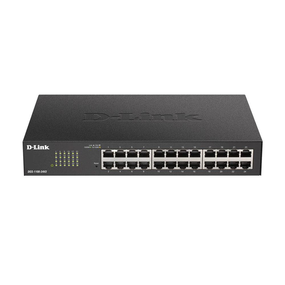 Switch cu 24 porturi D-Link DGS-1100-24V2, 48 Gbps, 35.71 Mpps, 8.000 MAC, 1U, cu management 1U imagine noua