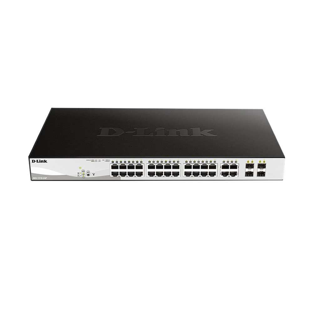 Switch cu 24 porturi D-Link DGS-1210-24, 4 porturi SFP, 56 Gbps, 41.7 Mpps, 8.000 MAC, 1U, cu management de la D-Link
