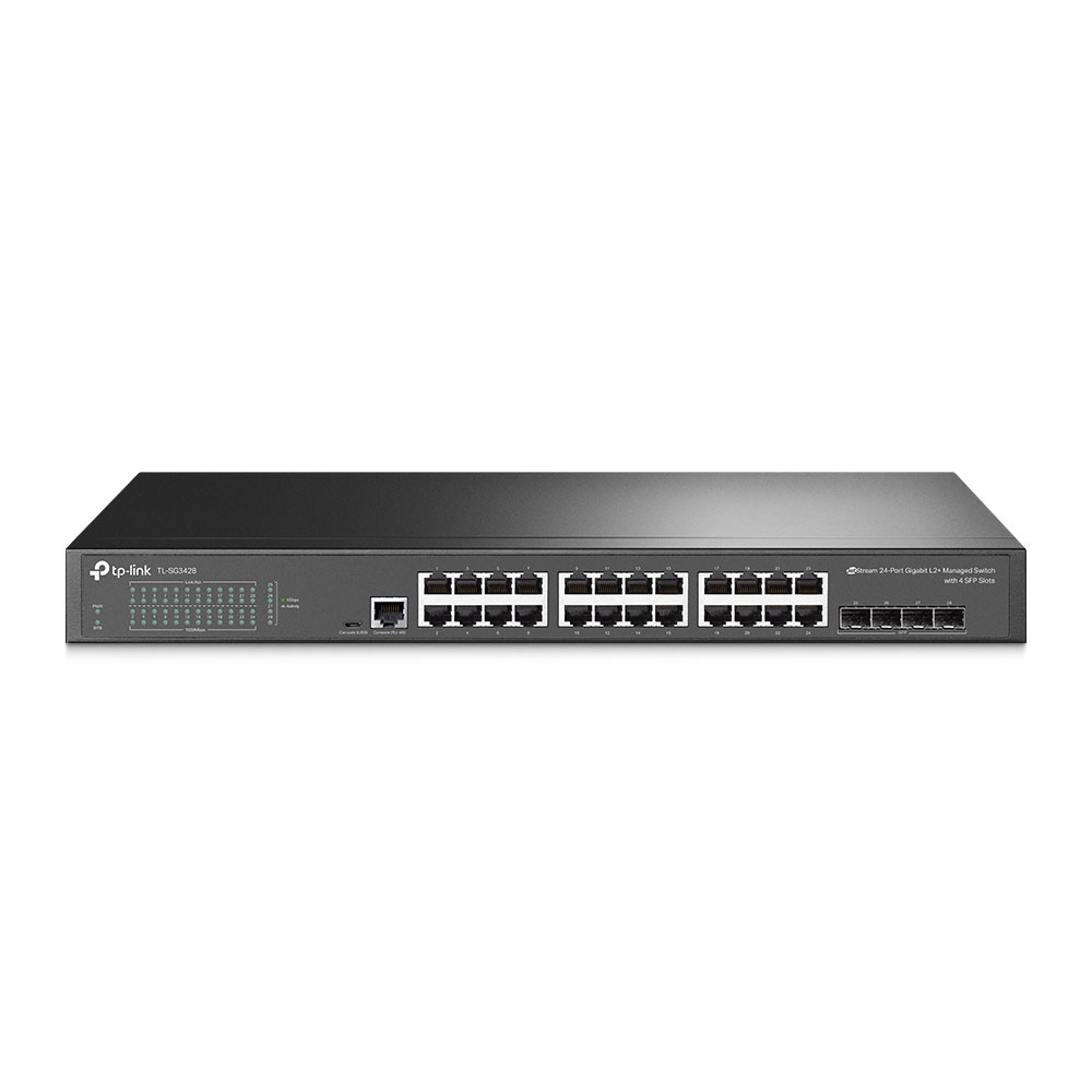Switch cu 24 porturi Gigabit TP-Link TL-SG3428, 4 porturi SFP, 56 Gbps, 41.66 Mpps, 16.000 MAC, cu management
