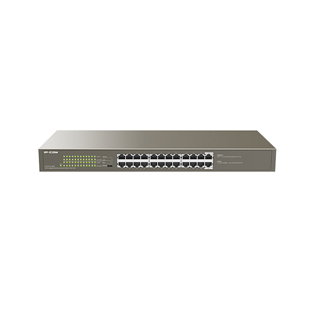 Switch cu 24 porturi IP-COM G1124P-24-250W, 48 Gbps, 35.7 Mpps, 8000 MAC, PoE, fara management 35.7