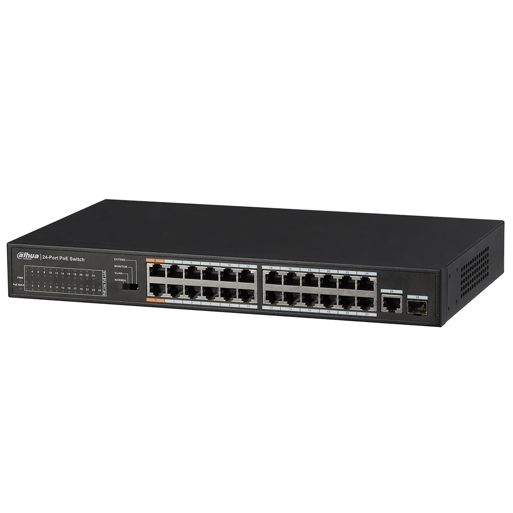 Switch cu 24 porturi PoE Dahua PFS3125-24ET-190, 4000 MAC, 6.8 Gbps 4000 imagine noua