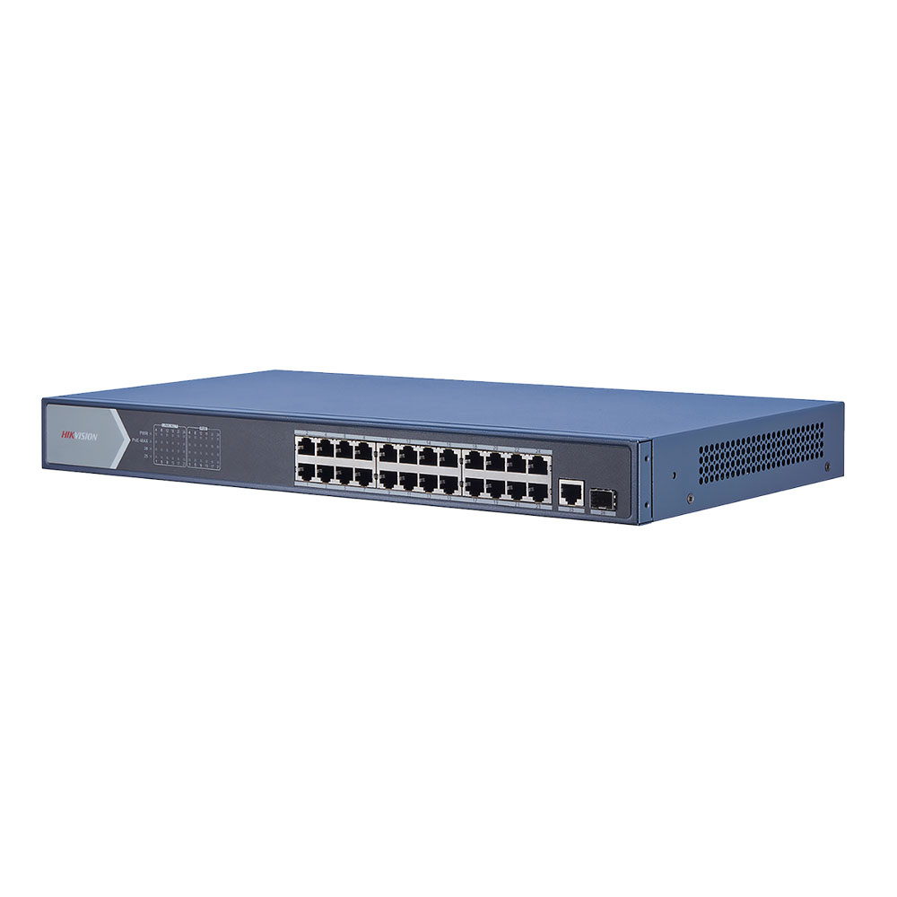 Switch cu 24 porturi PoE Hikvision DS-3E0526P-E, 8000 MAC, 38.688 Mbps, fara management 38.688