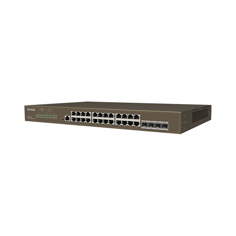 Switch cu 24 porturi Tenda TEG3328F, 10/100/1000 Mbps, 4 SFP, 16000 MAC, cu management la reducere 10/100/1000