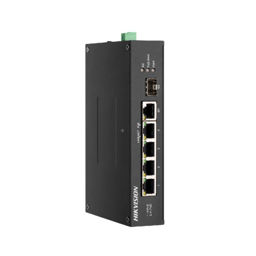 Switch cu 4 porturi Hikvision DS-3T0306HP-E/HS, 1 port Hi-PoE, 1 port Gigabit SFP, 4.8 Gbps, 3.5712 Mpps, 2.000 MAC, fara management spy-shop