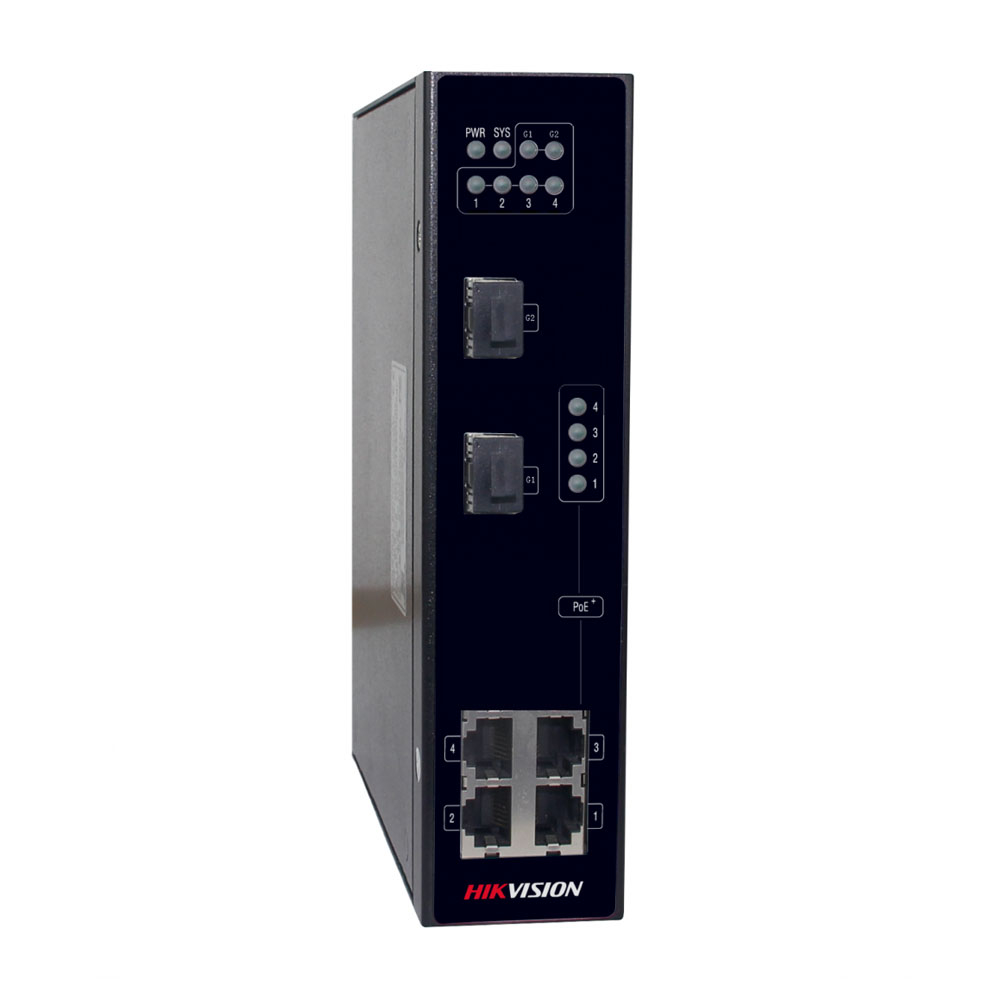 Switch cu 4 porturi Hikvision DS-3T0306P, 2 porturi uplink, 8.8 Gbps, 3.6 Mpps, 4.000 MAC, PoE, fara management spy-shop