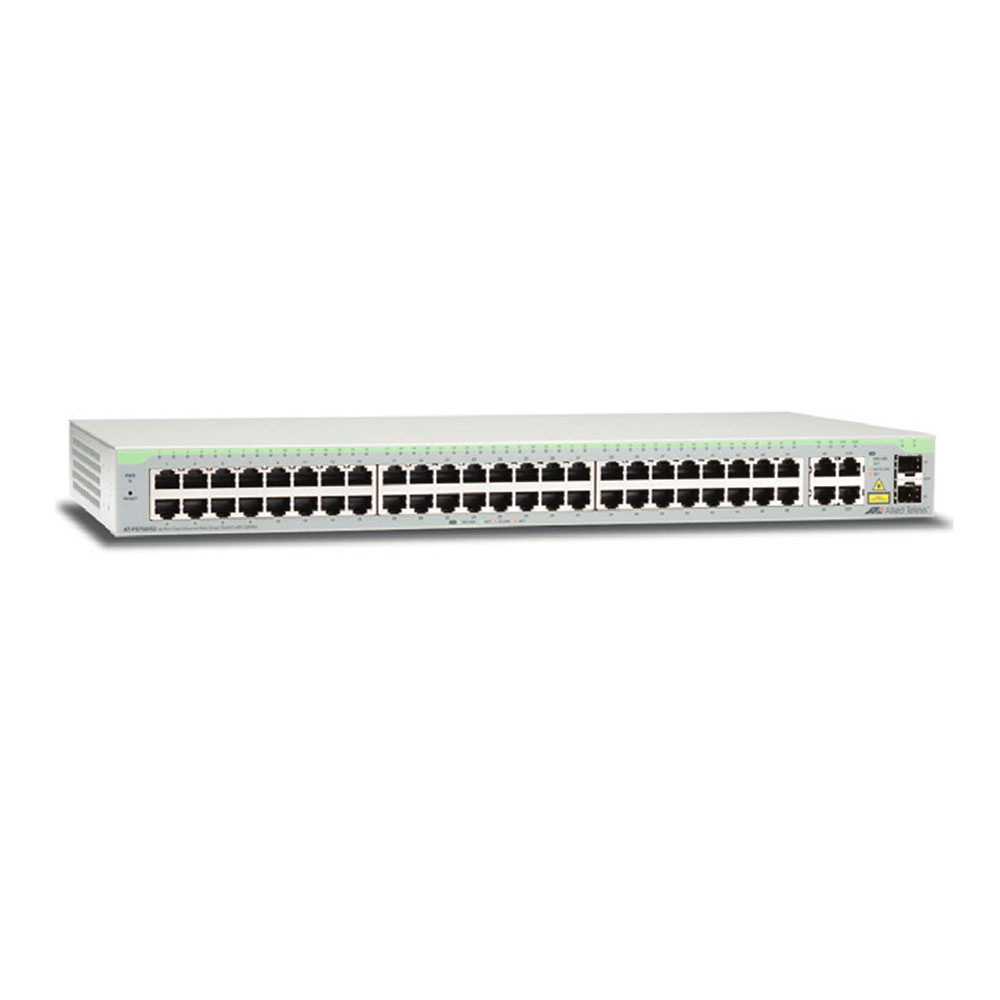Switch cu 48 porturi Allied Telesis AT-FS750/52-50, 17.6 Gbps, 13.1 Mpps, 16.000 MAC, 2 porturi SFP combo, 1U, cu management Allied Telesis