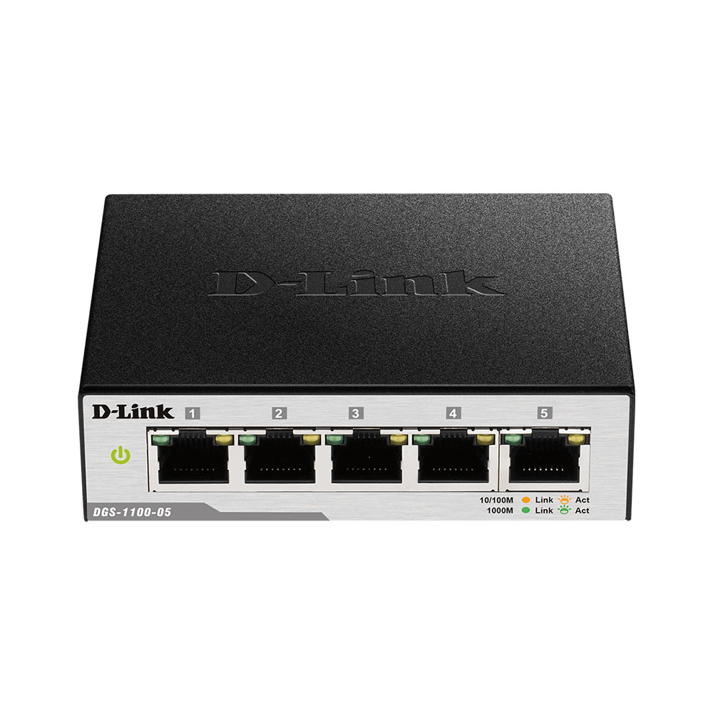 Switch cu 5 porturi D-Link DGS-1100-05, 10 Gbps, 7.4 Mpps, 2.048 MAC, cu management D-Link imagine noua 2022