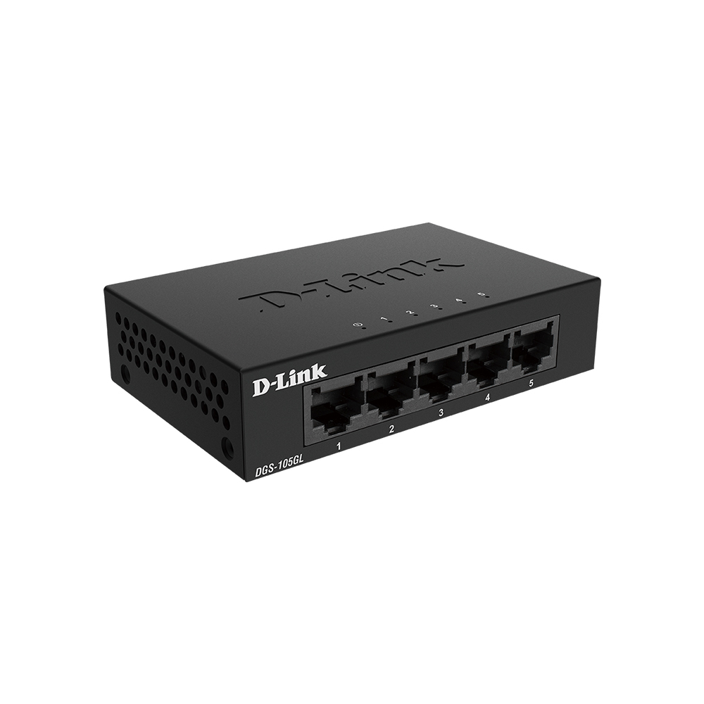 Switch cu 5 porturi Gigabit D-Link DGS-105GL, 10 Gbps, 2.000 MAC, 1.488 Mpps, fara management D-Link