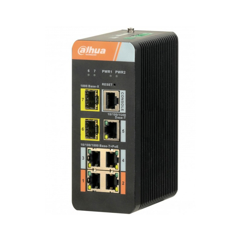 Switch cu 4 Porturi PoE Dahua PFS4207-4GT-DP, 4000 MAC, 14 Gbps, cu management Dahua imagine noua tecomm.ro